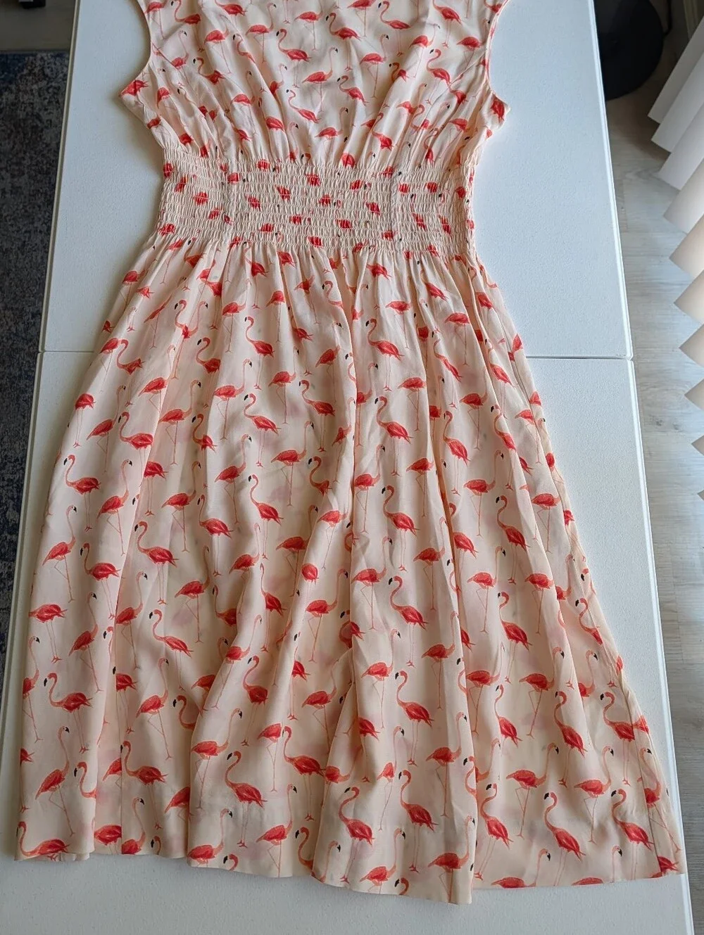 Kate Spade Sleeveless Flamingo Blair Dress 10 Pink Pockets Ruched Waste Summer